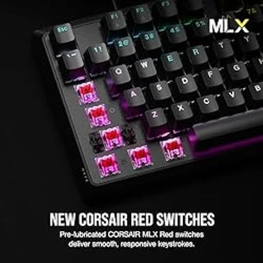 Corsair K70 CORE RGB Mechanical Gaming Keyboard - Pre-Lubricated MLX Red Linear Keyswitches - Sound Dampening - Media Control Dial - ICUE Compatible - QWERTY NA Layout - Black 5 Corsair K70 CORE RGB Mechanical Gaming Keyboard - Pre-Lubricated MLX Red Linear Keyswitches - Sound Dampening - Media Control Dial - ICUE Compatible - QWERTY NA Layout - Black - Image 3