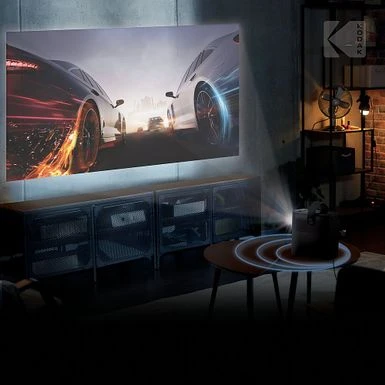 Kodak - FLIK HD9 Smart Projector, 1080p Portable Movie Projector With Android TV, Wi-Fi, Bluetooth & Built-In Speakers - Black 6 Kodak - FLIK HD9 Smart Projector, 1080p Portable Movie Projector With Android TV, Wi-Fi, Bluetooth & Built-In Speakers - Black - Image 4