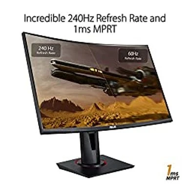 ASUS 27 1080P TUF Gaming Curved HDR Monitor (VG27VQM) - Full HD, 240Hz, 1ms, Extreme Low Motion Blur, Adaptive-Sync, Freesync Premium, Speakers, Eye Care, HDMI, DisplayPort, USB, Height Adjustable 6 ASUS 27 1080P TUF Gaming Curved HDR Monitor (VG27VQM) - Full HD, 240Hz, 1ms, Extreme Low Motion Blur, Adaptive-Sync, Freesync Premium, Speakers, Eye Care, HDMI, DisplayPort, USB, Height Adjustable - Image 4