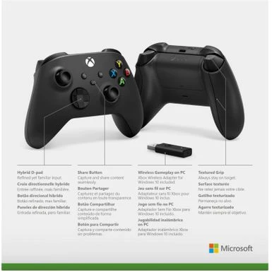 Microsoft - Xbox Wireless Controller For Windows Devices, Xbox Series X, Xbox Series S, Xbox One + Wireless Adapter - Carbon Black 4 Microsoft - Xbox Wireless Controller For Windows Devices, Xbox Series X, Xbox Series S, Xbox One + Wireless Adapter - Carbon Black - Image 2