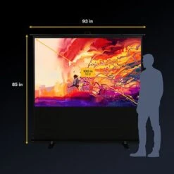 Kodak - 100" Projector Screen, Pull Up Projector Screen And Stand, Portable Projector Screen With Handle And Carrying Case - Black/White -Electronics a42b679a f910 5609 b80e 6a3dd2939ee2