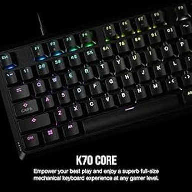 Corsair K70 CORE RGB Mechanical Gaming Keyboard - Pre-Lubricated MLX Red Linear Keyswitches - Sound Dampening - Media Control Dial - ICUE Compatible - QWERTY NA Layout - Black 4 Corsair K70 CORE RGB Mechanical Gaming Keyboard - Pre-Lubricated MLX Red Linear Keyswitches - Sound Dampening - Media Control Dial - ICUE Compatible - QWERTY NA Layout - Black - Image 2