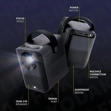 Kodak - FLIK HD9 Smart Projector, 1080p Portable Movie Projector With Android TV, Wi-Fi, Bluetooth & Built-In Speakers - Black 7 Kodak - FLIK HD9 Smart Projector, 1080p Portable Movie Projector With Android TV, Wi-Fi, Bluetooth & Built-In Speakers - Black - Image 5