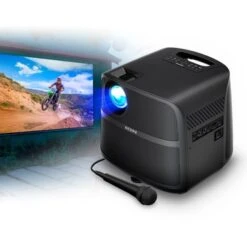 ION Audio - Projector Deluxe HD Battery/AC Powered 720P HD LED Bluetooth-Enabled Projector With Powerful Speaker - Black -Electronics ce85af21 024c 5441 ac0b eb2005891789