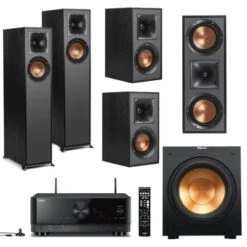 Klipsch Reference R-610F 5.1 Home Theater System, Black With Yamaha RX-V4A Receiver